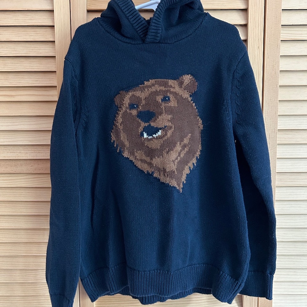 Kids Size 10 Hooded Sweater with Bear Design